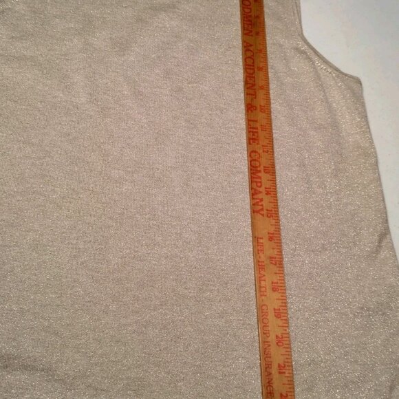 Chicos Size 2 Women Large Knit Top Shirt Sleeveless Silver Metallic Mock Neck - Picture 7 of 11